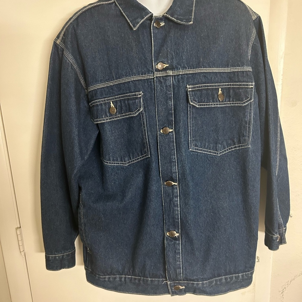 Blue Denim  XL Jacket with Oversized Fit and Contrast Stitching-like new-unisex